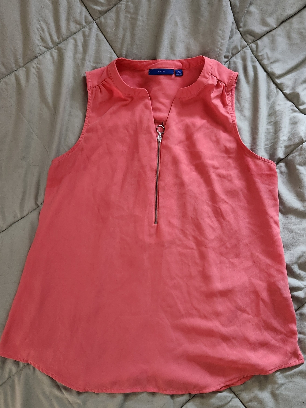 Apt. 9 Coral Pink Sleeveless Zip-Front Camisole